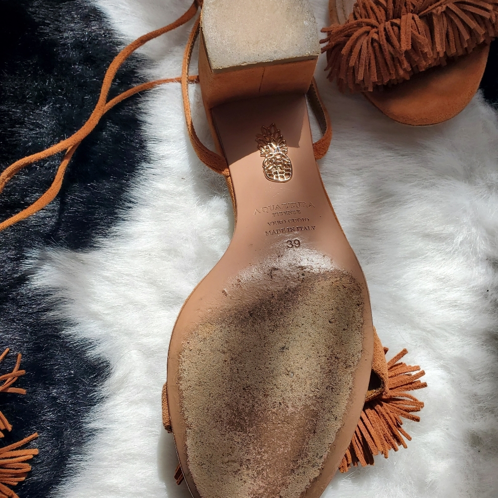 Made in Italy Aquazurra💥Host Pick💥 leather sandals with low heel, seize 39 - Picture 7 of 7
